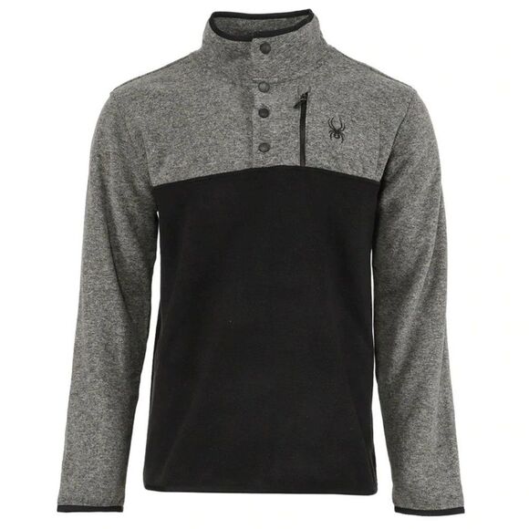 NEW!
Spyder Color Block Midweight Fleece Pullover Jacket in Black/Gray - Picture 1 of 13